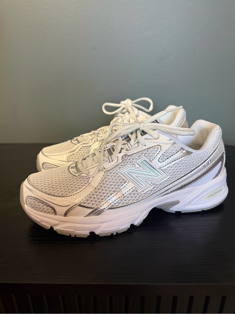 New Balance White and Silver Women's Running Sneakers